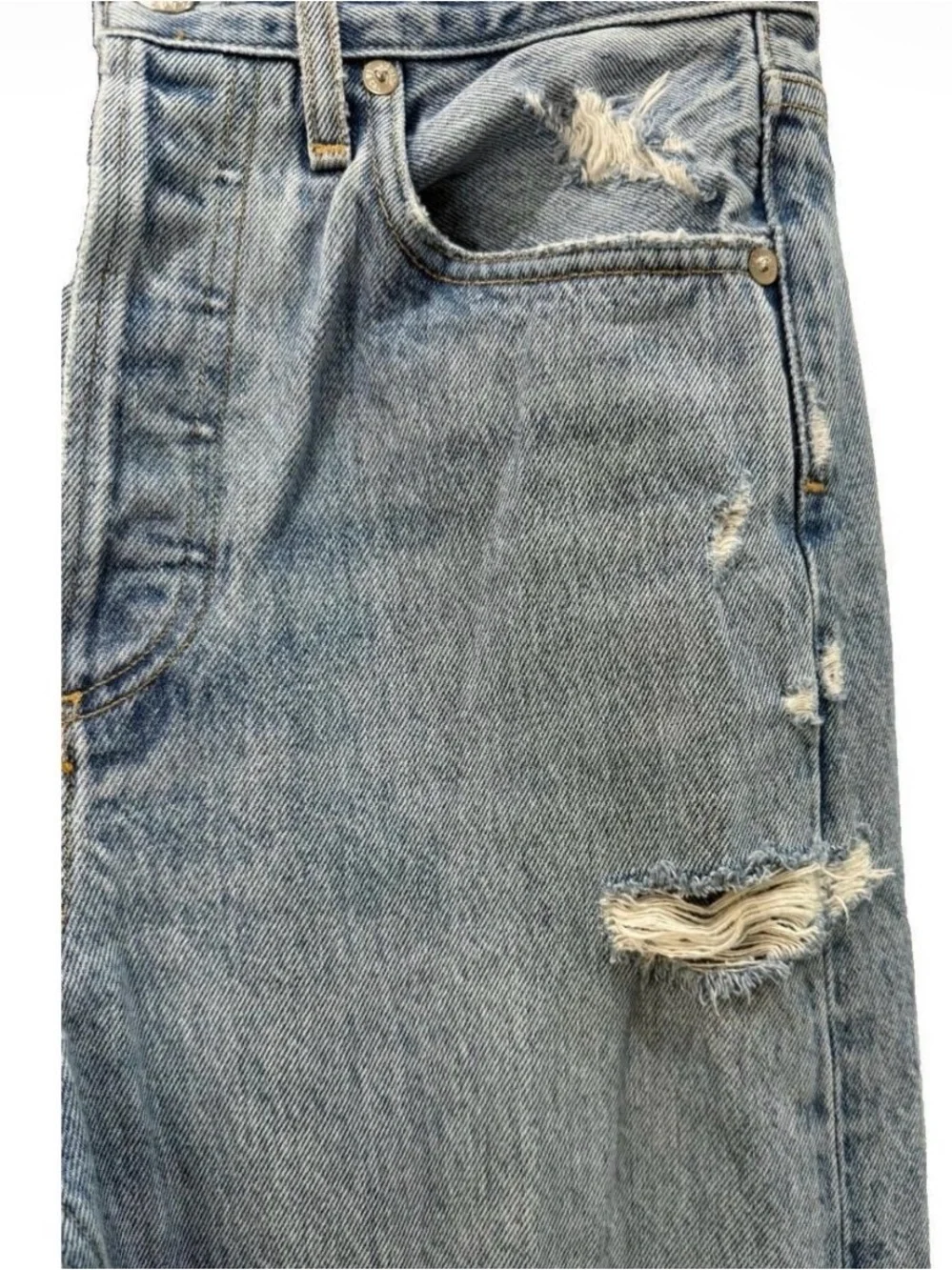 Agolde Women's Blue Distressed Ankle Cropped Jeans